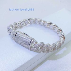 Nowy łańcuch mody Bracelets Diamond Poszedł test 12 mm 6/7/8 cala S925 Srebrny Srebrny Moissanite Miami Bransoletka Kubańska Linki dla mężczyzn Kobiety Nice Gift