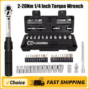 Screwdrivers 2 20Nm 1 4 Preset Torque Wrench Socket Bit Combination 35 in 1 Household Sets Multipurpose Utility Tool Toolbox Hand Set 230816