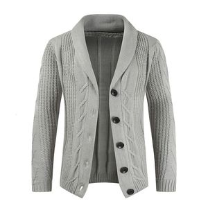 Suéteres masculinos Shawl Gollar Cardigan Cardigan Vintage Sweater de tamanho longo Button Slave Up Jackets Winter Classical Coat grosso Warm Knitwear 230815