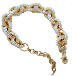 Chains Handmade Vintage Natural Pearl Necklace Bracelet Set choker Collar Riband Ribbon