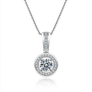 925 collane a pendente di design di lusso in argento sterling rotonde rotonde grandi splendenti di cristallo scintillio cz zircone diamante collana elegante
