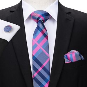 Hi-Tie Fashion Slim Tie Stripe Skinny Narrow Silk Jacquard Woven Neckties Tie Hanky Cufflinks Set For Men Wedding Party Groom Suit279R