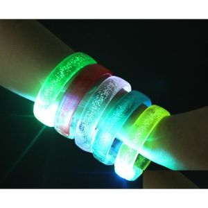 Party Favor Light Up Acrylic Bubble Bangle LED Flashing Armband Thanksgiving Christmas Birthday Glow Supplies Concert Dance Atmospher DHGIP