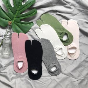 Women Socks Summer Combed Cotton Couple Tabi Solid Comfortable Breathable Two Toe Men Non-slip Invisible Low Cut Boat Sock