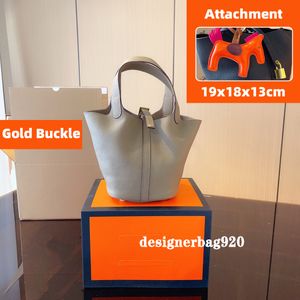 Designer Shoulder Bags Designer Bucket Bag Genuine Leather Soft Handbags Gold or Silver Buckle Thick Strap Travel Office Shopping Designers Bags