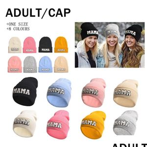 Beanie/Skull Caps 2023 Mama Letter Mini Keep Warm Skl Fashion New Outdoor Solid Color Women Beanies Winter Hat Drop Delivery Accessori DH51V