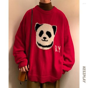 Erkek Sweaters M-3XL Panda Desen Uzun Kollu Sweater Erkek Koreli Sokak Giyim Moda Jumper Yenilik Örgü Büyük Boy Altılar XXXL