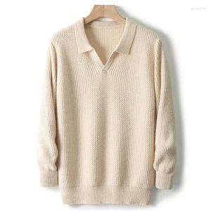 Blusas masculinas rongyi merino lã colarinho de pólo de lã de cashmere suéter de outono de inverno espessado camisa de malha grande