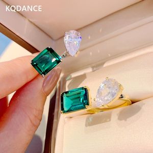 Wedding Rings KQDANCE Created emerald ruby Gemstones diamond Ring With big redgreen stone Gold plated Jewelry wholesale For woman Trend 230815