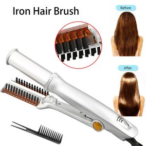 Curling Irons Professional Hair Rockening Iron Starten Curler Styler 3 In 1 Multi Styling Tool Flat med Brush 230815