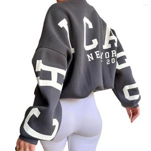 Women's Hoodies 2023 Stampa di moda casual europea e americana addensata versatile maglione a maniche lunghe