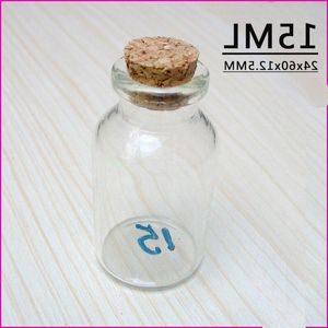 15ML 24X60X125MM Mini Clear Wish Bottles Glass Vials With Cork Stoppers Message Weddings Wish Jewelry Party Favors Tube Bpaxb