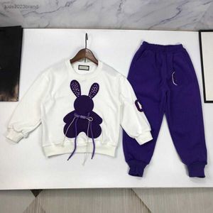 designer baby tracksuits kids autumn Set Size 120-160 CM 2pcs Rabbit patterned long sleeved round neck sweater and pants July26