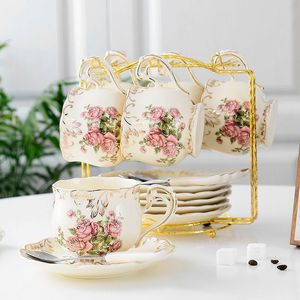 Mugs Vintage Breakfast Beautiful Coffee Cup Espresso Afternoon 6 Persons Tea Set Luxury Tableware Tasse Drinkware 230815