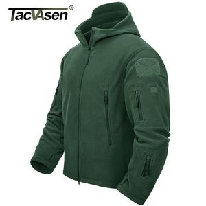 Men's Jackets TACVASEN Warm Fleece Tactical Jacket Mens Green Windbreaker Outdoor Work Hiking Hooded Coat Zipper Pocket Outwear 230815