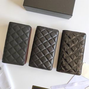 Women Classic Flap Woc quiltade mynt Purses Black Shiny Patent Leather Lambskin och Caviar Wallet Gold Metal Hardware Card Holders329g