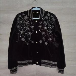 Jackets masculinos Full Sky Star Diamond Borderyer Design Sense High Street Style Velvet Bomber Fashion Jacket Men and Women 230815