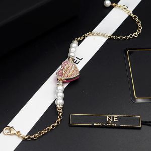 Biżuteria Klasyczna moda dla kobiet luksusowe urok bransoletki perły sercowe bransoletki różowe dżerestony trend mody bransoletki podwójne emaliowane prezenty