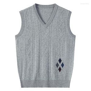 Mäns västar 2023 Autumn Mens tröja Vest Fashion Wool Tank Tops med Diamond Jacquard Men Harajuku