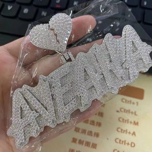 A-Z DIY Özel Adı 925 STERLING Gümüş Tam Yanıp Sönen Moissanit Pırlanta Mektupları Kolye 3mm 24 inç Çelik Halat Zinciri Takı Erkekler için Güzel Hediye Kadın