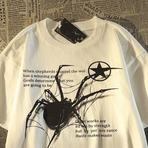 メンズTシャツY2K韓国人メンズストリートウェアスパイダーグラフィックAcubi harajuku egirl短袖Tシャツグランジ美学特大のトップスalt衣服230815