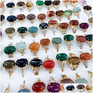Bant Halkaları Fiyat Satış Ruby Agate Taş Yüzük Erkekler Kadın Glod Dolgulu Moda Müwelry Mix Boyut Toptan Damla Teslimat Dhutg