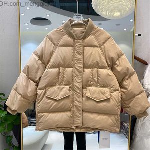 Women's Down Parkas Winter and Autumn Women's Loose förkläde Dragkedja Solid Color Jackor Rack Collar Casual Matchande Warm White Duck Down Coat Z230818