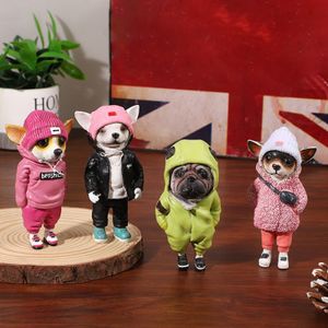 Decorative Objects Figurines Personification Standing Dog Statues Waterproof Resin Eye-catching Children's Gift Dog Sculptures Office Decor 230815