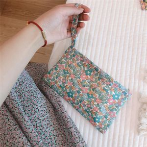 Bolsas de armazenamento Summer Summer Fresh Floral Cotton Coin Purse