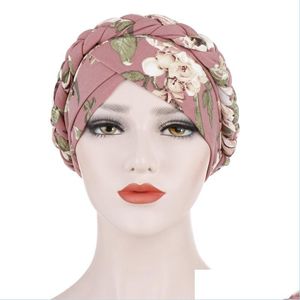 Beanie/Skull Caps Böhmen Print Muslim Turban Scarf For Women Islamic Inner Hijab Arab Wrap Head Scarves Femme Musman Turbante Mujer D DH7KU