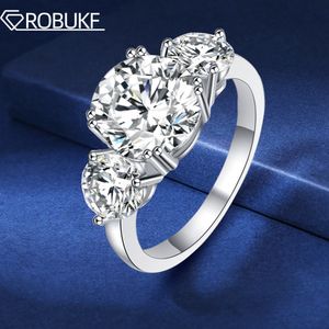 Anéis de casamento 925 Sterling Silver Ring 3 Engajamento 18K Patiled D Color Lab criou jóias de diamante para mulheres 230816