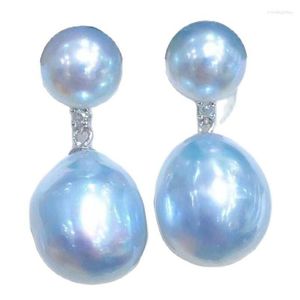 Dangle Ohrringe Schmuck natürliche Barock authentische Akoya Pearl 925 Silber