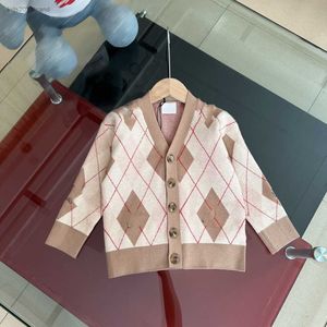 designer Stripe design kids cardigan fashion Pure cotton baby sweater Size 100-160 CM Diamond pattern Long sleeved jacket July16