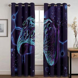 Curtain Cool Gamepad Game Controller Video Boy Children's Blue Shading Bedroom Winodw Curtains Set For Living Room 2 Pieces Free Shiping