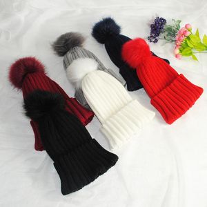 Beretti 9 Colori Cappelli da genitore-figlio a maglia per bambini Mamma Mamma inverno caldo morbido artificiale berretto berretto cappello da berretto da berretto per bambini Capsini all'uncinetto familiare per bambini