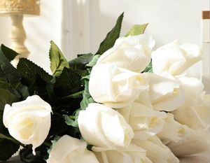 Decorative Flowers Artificial Rose Real Touch Roses Home Decor Wedding Party Event Display White