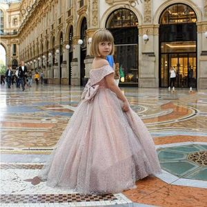 Vestidos de menina que brilham anjo princesa vestido de flores para festa de casamento bola de beleza Primeira comunhão Dream Kids Presente Presente