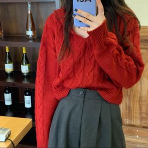 Frauenpullover 2023 Herbst Winter Harajuku Korean Fashion Pullovers Women Clothing Persönlichkeit Vintage Sweet Lazy Twist Strick Sweater