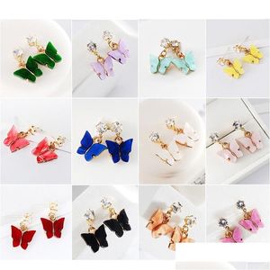 Stud Sweet Butterfly Earrings Acrylic Color Kroean Beauty Wild Earring For Women Jewelry Wholesale Drop Delivery Dhk4Z