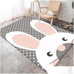 Carpets Cute Cartoon Large Carpet Children Climb Baby Play Mat Anti Skid Bedroom Pink Grey Area Rug And Kids Room Tapete Drop Delivery Dh0Fa