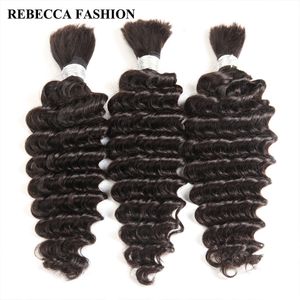 Кружевные парики Rebecca 3 пучки человеческие плетенные волосы для волос для Реми Индийской глубокой волны 230815