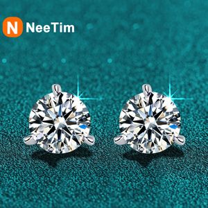 Charm Neetim 2Ct 8mm D Renk Küpe 925 Sterling Sliver 3 Pençe Saplama Küpe Düğün Nişanları Kadınlar İçin Güzel Takılar 230815