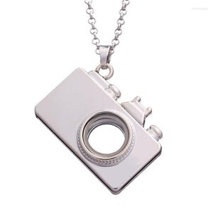Łańcuchy 4PC/kamera działka Otwarty magnetyczny szklany naszyjnik z łańcuchem z łańcuchem dla kobiet prezent urodzinowy biżuterii