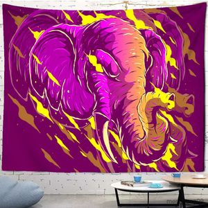 Tapisserier Angry Animals Tapestry Hippie Mysterious Art Wall Hanging Elephant Tapestries for Living Room Decor R230816