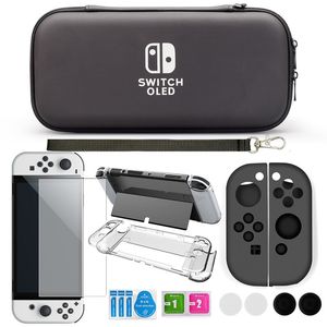 Other Accessories Tempered Film Glass JoyCon Silicone Case Thumb Grip Caps PC Crystal Hard Cover Shell Pouch For Nintendo Switch OLED 230816