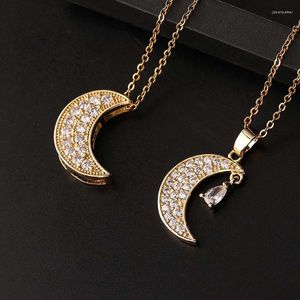 Naszyjniki wiszące luksusowy księżyc Naszyjnik estetyczny łańcuch szyi w stylu vintage pełny kryształowy chok modna biżuteria modowa