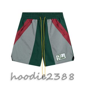 Rhude Green Europe und die United States Modemarke Farbpatching Micro Standard Binded Casual Shorts Männer und Frauen High Street Beach Sport fünf Viertelhosen