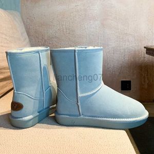 Boots Real Cow Suede Leather Women Fashion Casual Winter Snow Boots Natural Long Plush Fur Lined Warm Shoes Flat Waterproof PlatformL0816