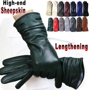 Five Fingers Gloves Highend sheepskin glove's winter warmth thickened touch screen leather gloves riding and driving genuine models 2023 230816