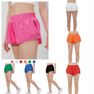 Summer Lulus Yoga Hoty Hot Shorts Breattable Snabbtorkning Sport Luluslemens Womens Pocket Running Fitness Pants Princess Sportwear Gym Legging